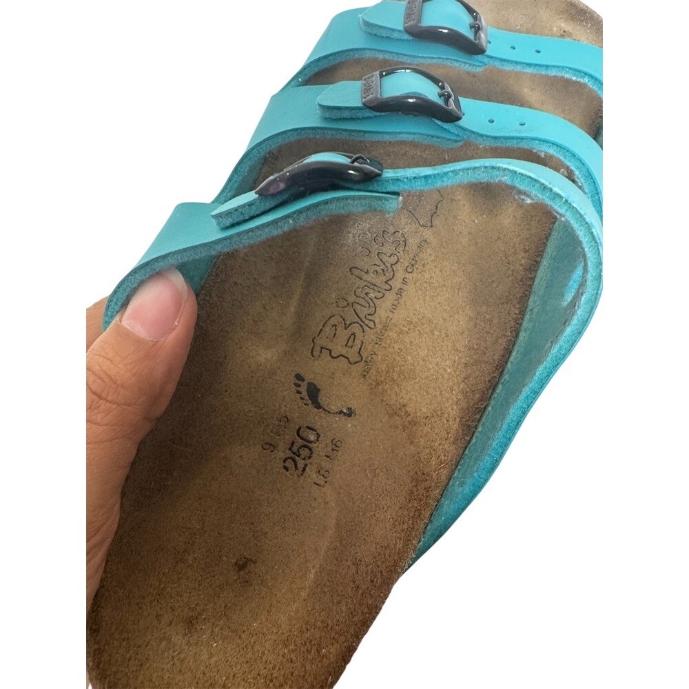 Birki’s by Birkenstock Florida Womens Slide Sandals Blue 3 Strap Buckle Sz 39 - Picture 14 of 14